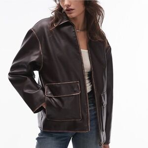 Mango Dark Brown Leather Jacket